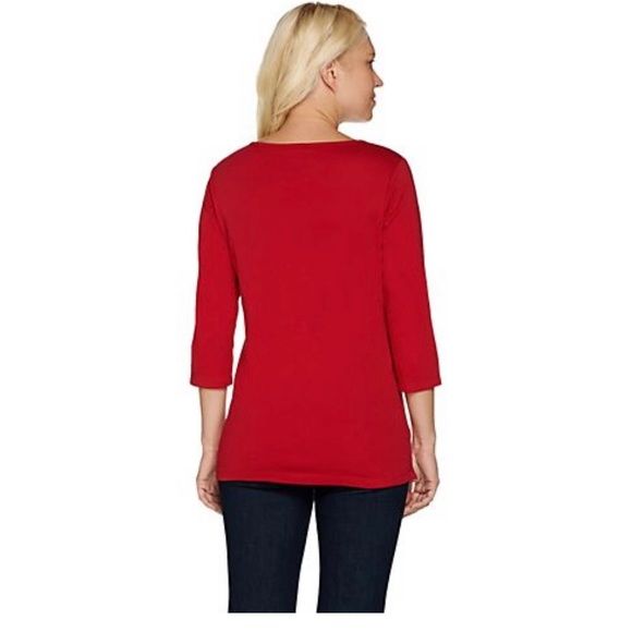 Quacker Factory NWOT 2X Fall Day Split Neck 3/4 sleeve top - Picture 9 of 9